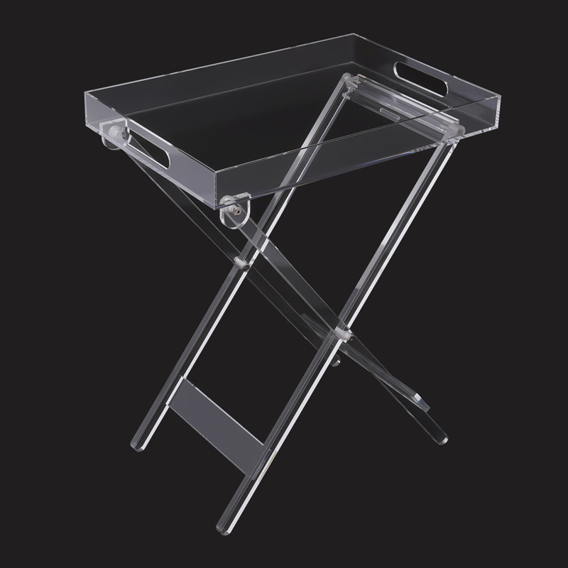 Orren Ellis Molly Rose Modern Clear Acrylic Folding Tray Table for Small Spaces Reviews Wayfair